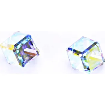 Šperk Stříbrné náušnice na šroubek s krystaly Swarovski (AB Crystal 6x6 mm)NŠ 1230