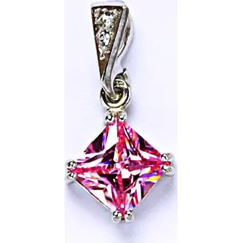 Přívěsek Stříbrný přívěšek, zirkon růžový, šperky se zirkony, přívěsek ze stříbra, P 1258/16