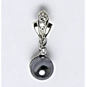 Přívěsek Stříbrný přívěšek s umělou šedočernou perlou 6 mm, šperk P 1207/1