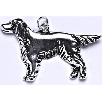 Přívěsek Stříbrný přívěšek pes-setr s patinou,stříbrný přívěšek ve tvaru setra P 146