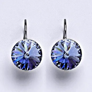 Náušnice Stříbrné náušnice se Swarovski krystaly Rivoli light sapphire 12 mm, NK 1468