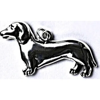 Přívěsek Stříbrný přívěšek s patinou, jezevčík, pes, přívěsek ze stříbra P 199