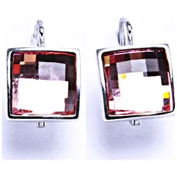 Náušnice 1 Stříbrné naušnice na patent s krystaly Swarovski ( Light Rose)NK 1305