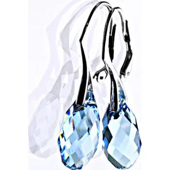 Náušnice Stříbrné náušnice se Swarovski krystaly akvamarín 17 mm, NK 1295
