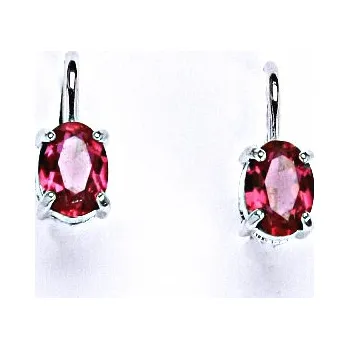 Náušnice Stříbrné náušnice na patent se zirkonem ruby 7x5 mm, NK 1246