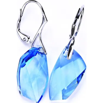 Náušnice Stříbrné náušnice se Swarovski krystalem patent -Avant Garde 20 mm-Akvamarine NK 1295