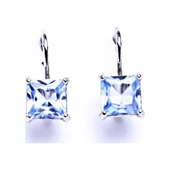 Náušnice Stříbrné náušnice se syntetickým akvamarínem na patent VE 130 akvamarin