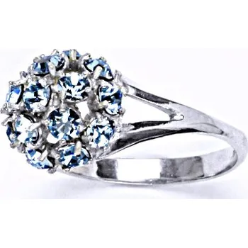 Prsten Prsten stříbrný s krystalem Swarovski akvamarín,šperk T 1337
