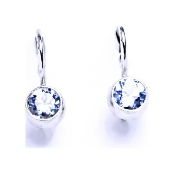 Náušnice Stříbrné náušnice se syntetickými akvamaríny na patent 001401201443 VE 140