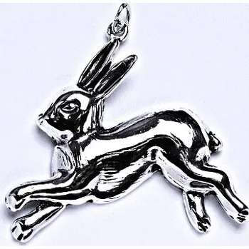 Přívěsek Stříbrný přívěsek s patinou zajíc, přívěsek ze stříbra, P 967