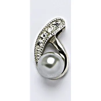 Šperk Stříbrný přívěšek s umělou stříbrnou perlou 6 mm, šperk P 1195 Rh