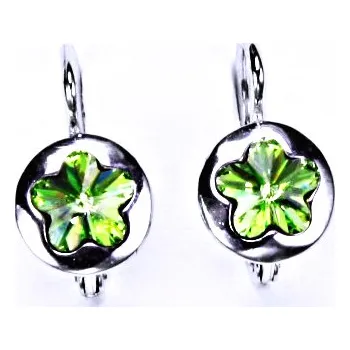 Náušnice Stříbrné náušnice, šperky, Swarovski krystal peridot, patent, NK 1300