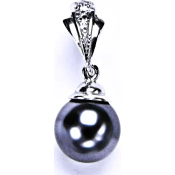 Přívěsek stříbrný přívěšek s umělou černo šedou perlou, šperky P 1193/1