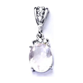 Přívěsek Stříbrný přívěsek,přírodní růženín,čiré zirkony, přívěšek ze stříbra, P 1497