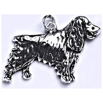 Přívěsek Stříbrný přívěšek pes-kokršpaněl s patinou, stříbrný přívěšek ve tvaru kokršpaněla P 147