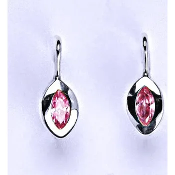Náušnice Stříbrné náušnice s růžovým zirkonem, NK 1119