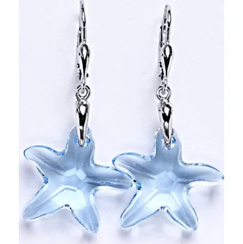 Náušnice Stříbrné naušnice s krystaly Swarovski akvamarin, NK 1313/27