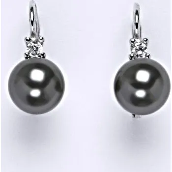 Náušnice Stříbrné náušnice Swarovski perly dark gray 8 mm NK 1207