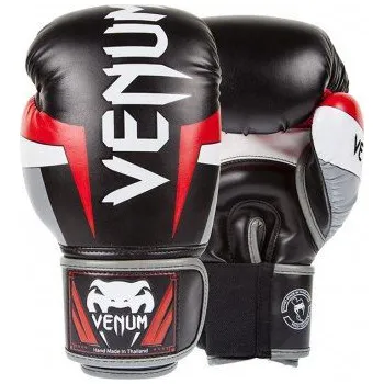 Venum Elite boxerské rukavice černé/červené/šedé, 10oz