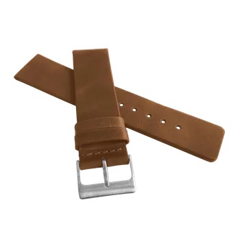 Řemínek na hodinky Hnědý hladký řemínek LAVVU PLAIN z luxusní kůže Top Grain - 18mm LSCUE18 (řemínek, pásek na hodinky LSCUE18)