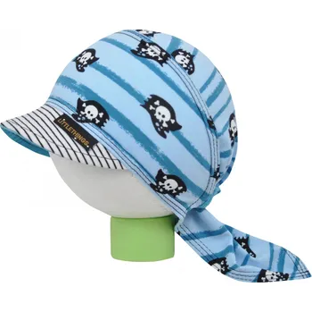 Šátek světle modrý pirátský šátek s lebkami