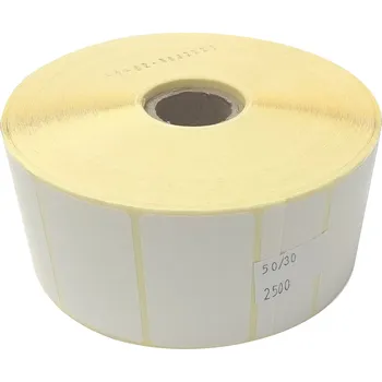 Kotouček do pokladny a tiskárny štítků Etiketa na kotouči 50x30mm, papírová, snadné sloupnutí