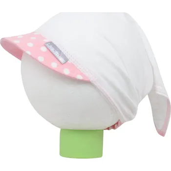 Šátek bílý bavlněný šátek na hlavu s puntíkatým kšiltem