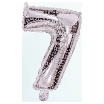 Balónek Balón foliový číslice STŘÍBRNÁ 35 cm - číslice 7 (NELZE PLNIT HELIEM)