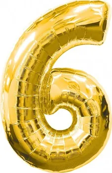 Balónek Amscan číslo 6 zlatý 86 cm