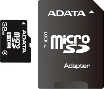 Paměťová karta ADATA microSDHC 32 GB Class 4 + SD adaptér (AUSDH32GCL4-RA1)