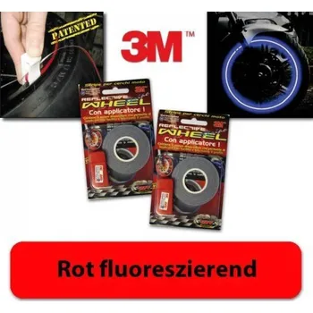 Samolepicí dekorace na vozidlo 3M proužky na ráfky kola reflexní červená fluorescentní, 5mm, 7 metrů včetně adaptéru, pro 19-21 palcová kola