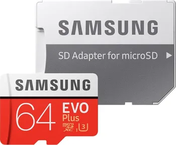 Paměťová karta Samsung Evo Plus microSDXC 64 GB Class 10 UHS-I U3 + SD adaptér (MB-MC64GA/EU)