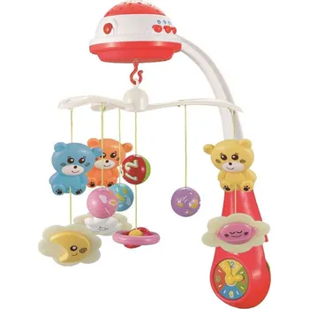 Baby Mix Kolotoč nad postýlku se světelným projektorem, červený