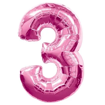 Balónek Amscan fóliové číslo 3 růžové 86 cm