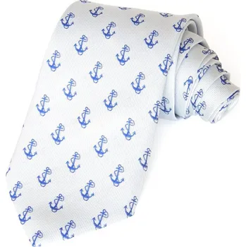 HEDVA ČESKÝ BROKÁT Kravata PESh 8 cm kotva modrá Barevná varianta: bílá