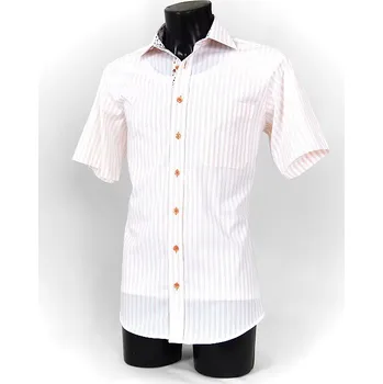 Pánská košile HEDVA ČESKÝ BROKÁT Košile SLIM/KR proužek oranžová Velikost: 40