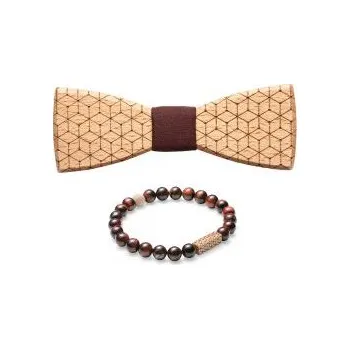 Motýlek Set dřevěných doplňků Virie Set II. s doživotní zárukou a možnosti výměny či vrácení do 30 dnů zdarma - MBT108-B15