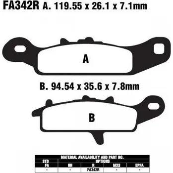Brzdový komplet EBC FA342 R sintrované brzdové destičky pro motorku