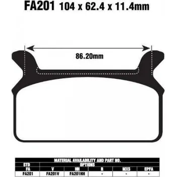 Brzdový komplet EBC FA201 V organické V brzdové destičky pro motorku