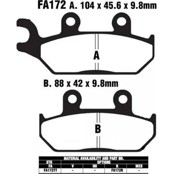 Brzdový komplet EBC FA172 TT karbonové brzdové destičky pro motorku
