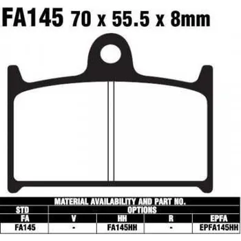 Brzdový komplet EBC FA145 HH sintrované brzdové destičky pro motorku