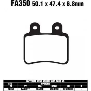 Brzdový komplet EBC FA350 organické brzdové destičky pro motorku
