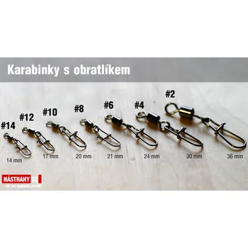 Karabinka s obratlíkem DELPHIN 10 ks - vel. 4 - 11kg, 10 ks