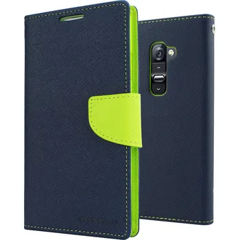 Pouzdro na mobilní telefon GOOSPERY Mercury Fancy Diary pro Samsung Galaxy J3 2017 Navy/Lime
