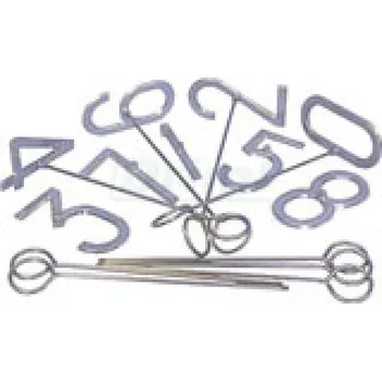 Chov hospodářského zvířete Razítkovací sada 0 - 9, výška hliníkového razítka 10 cm, pro razítkování ovcí, skotu a masa