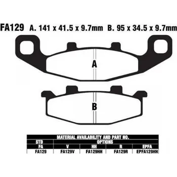 Brzdový komplet EBC FA129 V organické V brzdové destičky pro motorku