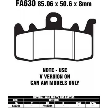 Brzdový komplet EBC FA630 HH sintrované brzdové destičky pro motorku