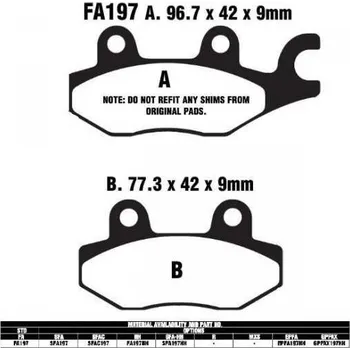 Brzdový komplet EBC SFA197 SC organické brzdové destičky pro motorku
