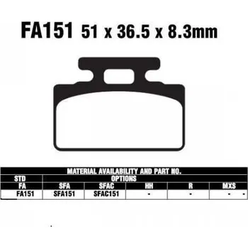 Brzdový komplet EBC SFA151 SC organické brzdové destičky pro motorku