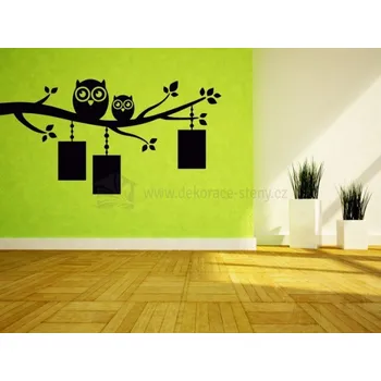 Samolepící dekorace Samolepka - Fotorámeček Sovy - dekorace-steny.cz - 40 x 80 cm - 311